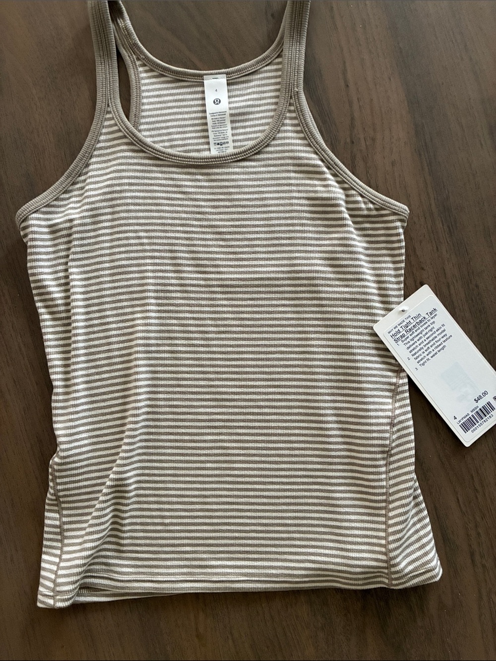 lululemon athletica Striped Ribbed Tank in Beige and White